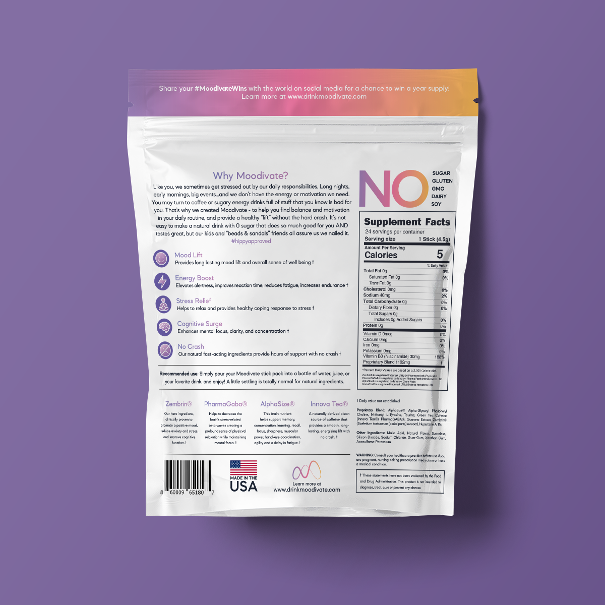 Moodivate — Mixed Berry Pouch (24 sticks)